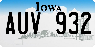 IA license plate AUV932
