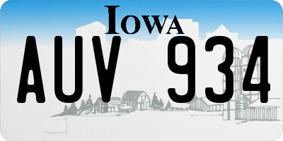 IA license plate AUV934