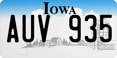 IA license plate AUV935