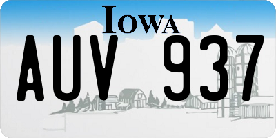 IA license plate AUV937