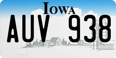 IA license plate AUV938