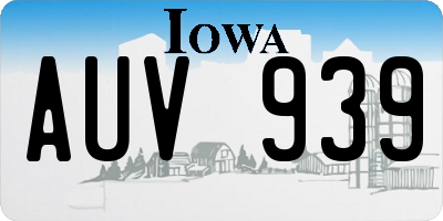IA license plate AUV939