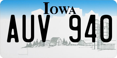 IA license plate AUV940