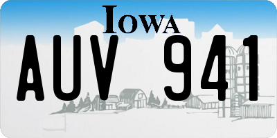 IA license plate AUV941