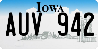 IA license plate AUV942
