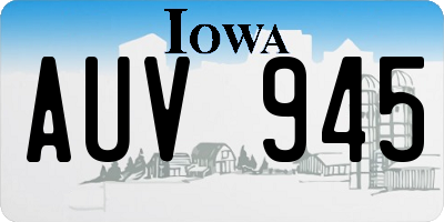 IA license plate AUV945