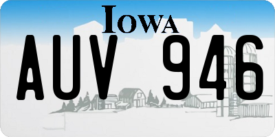 IA license plate AUV946