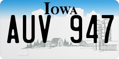 IA license plate AUV947