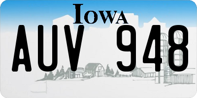 IA license plate AUV948