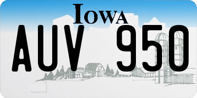 IA license plate AUV950