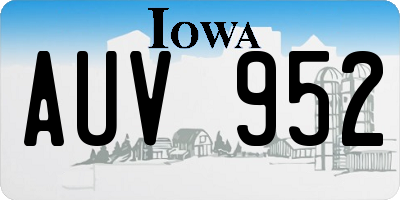 IA license plate AUV952