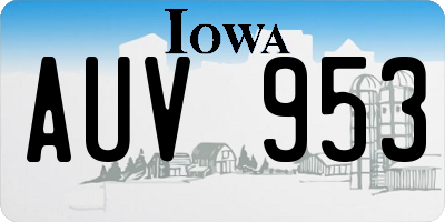 IA license plate AUV953