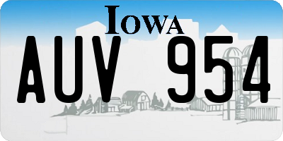 IA license plate AUV954