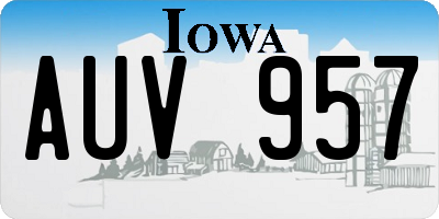 IA license plate AUV957