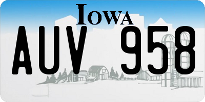 IA license plate AUV958