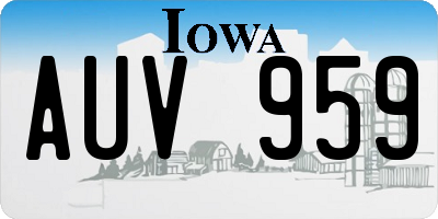 IA license plate AUV959