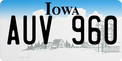 IA license plate AUV960
