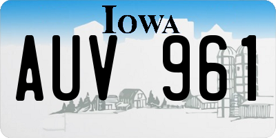 IA license plate AUV961