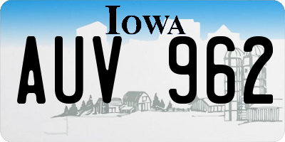 IA license plate AUV962