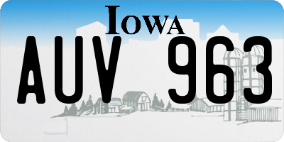 IA license plate AUV963