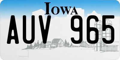 IA license plate AUV965