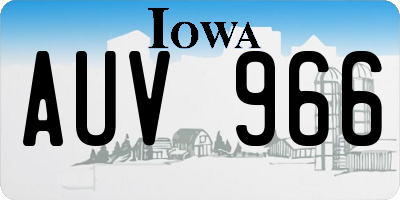 IA license plate AUV966