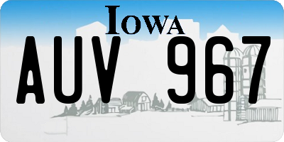 IA license plate AUV967