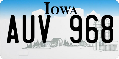 IA license plate AUV968