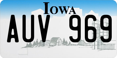 IA license plate AUV969