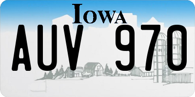 IA license plate AUV970