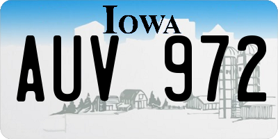 IA license plate AUV972