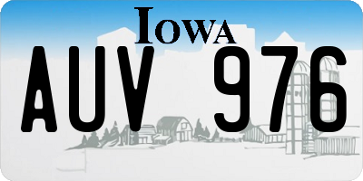 IA license plate AUV976