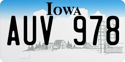 IA license plate AUV978