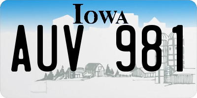IA license plate AUV981