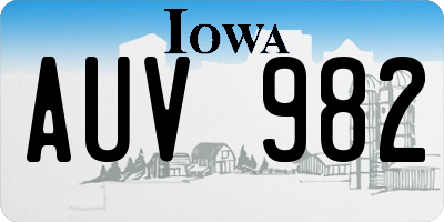 IA license plate AUV982
