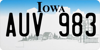 IA license plate AUV983