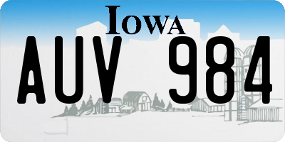 IA license plate AUV984