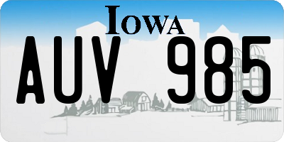 IA license plate AUV985