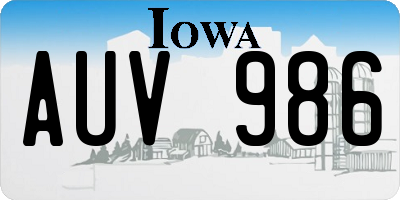 IA license plate AUV986