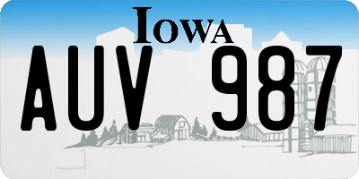 IA license plate AUV987