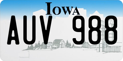 IA license plate AUV988