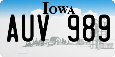 IA license plate AUV989