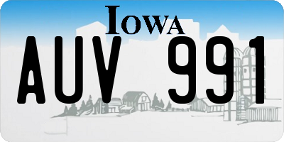 IA license plate AUV991