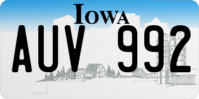 IA license plate AUV992