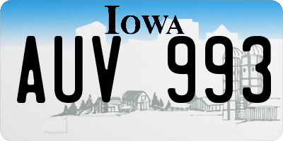 IA license plate AUV993