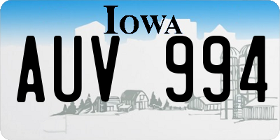 IA license plate AUV994