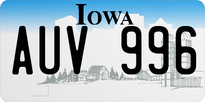 IA license plate AUV996