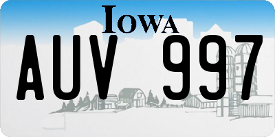 IA license plate AUV997