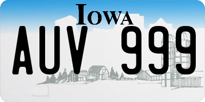 IA license plate AUV999