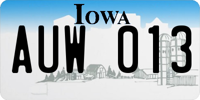 IA license plate AUW013